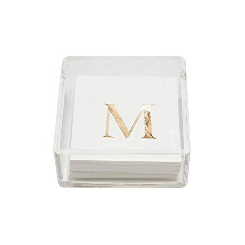 Mud Pie Initial Napkin and Holder Set of 2,Napkin 5" x 5" | holder 6" x 6", (G)