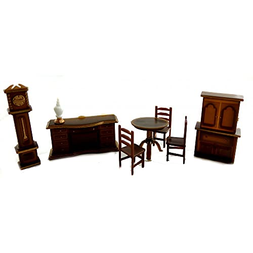 Aztec Imports Dollhouse Miniature 1:48 Scale Plastic Dining Room Furniture Set Suite