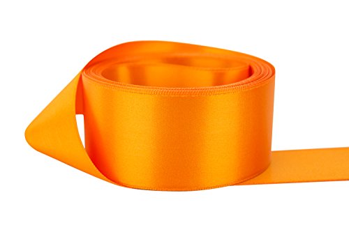 Ribbon Bazaar Double Faced Satin 3/8 inch Tangerine 50 Yards 100% Polyester Ribbon