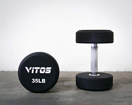 Vitos Fitness TPU Urethane Commercial Dumbbells Hardened Chrome Handle 5 LB Pair (5)