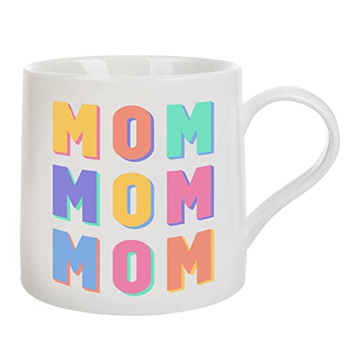 Creative Brands Slant Collections Jumbo Ceramic Coffee Mug, 20-Ounce, Mom Mom Mom