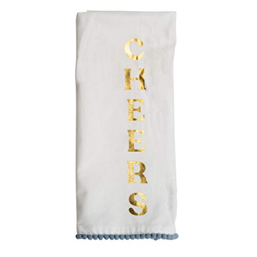 Foreside Home & Garden White Cheers 27 x 18 Inch Screen Printed Kitchen Tea Towel