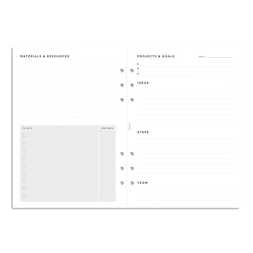 Rediform Filofax Organizer Refill, A5 Size, Project Management Pack, White Paper, 8.26" x 5.82", 56 Sheets (B132685)