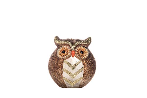 Transpac Imports Large Glass Light Up Owl Decor, Brown