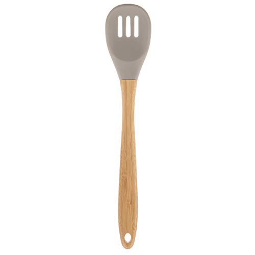 Tablecraft 700022 Slotted Spoon, 12 x 2.25 x 1.75, Bamboo & Silicone