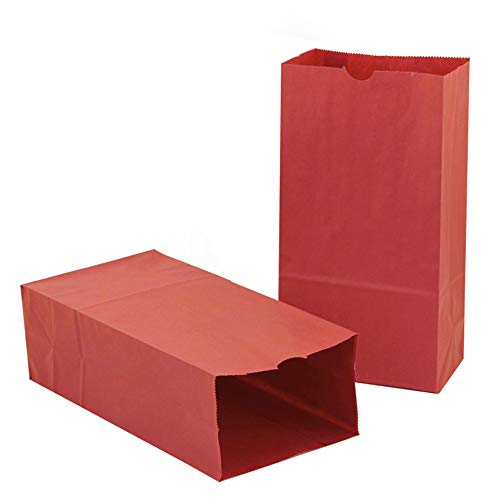 Hygloss Gusseted Paper Bags, 6 (6" x 3.5" x 11"), Red, Pack of 50