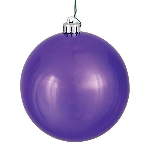 Vickerman 6" Plum Shiny Ball Ornament, 4 per Bag