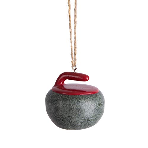 Abbott Collection  20-Bonspiel Curling Rock Ornament, 1 EA, Grey/Red