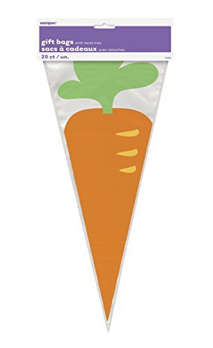 Unique Industries Unique Carrot Cone Cellophane Bags, 11", Clear