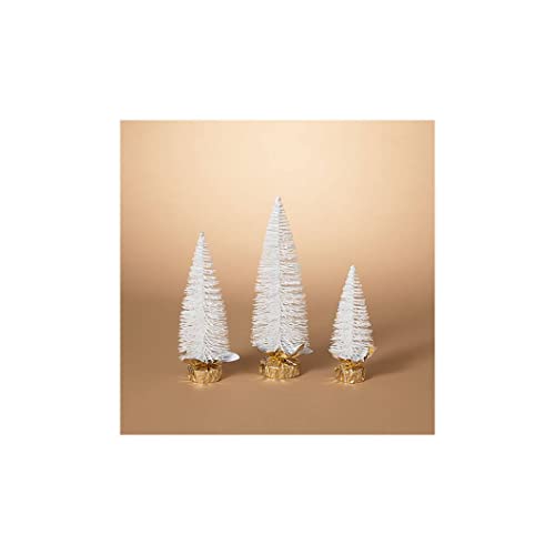 Gerson 2595310 White Holiday Bottle Brush Trees, Set of 3, 11-inch Height