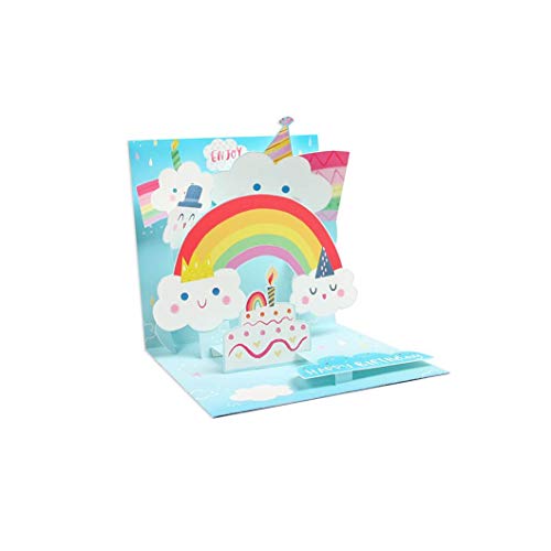 Up With Paper 1188 Happy Clouds and Rainbows Greeting Card, 5.25-inch Square