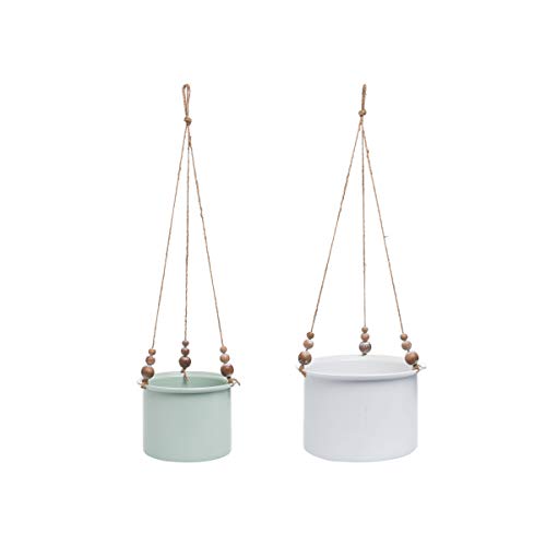 Foreside Home and Garden Planters, Wood Bead Hanging, Set of 2