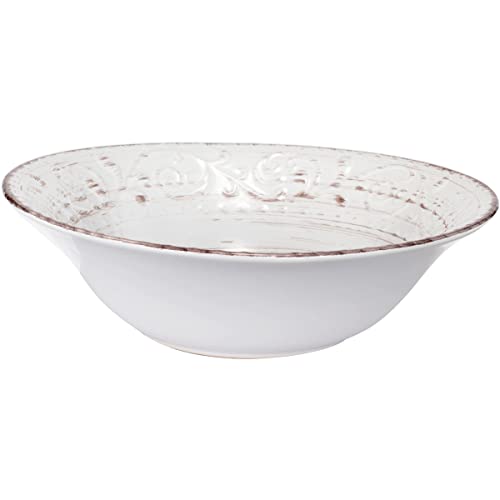 A&B Home Lot of 2 Rustic Fare Serving Bowl 10"x3" Cream