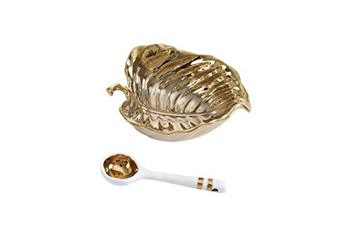 Pampa Bay Get Gifty Mini Bowl and Mini Spoon Set (Gold Leaf)