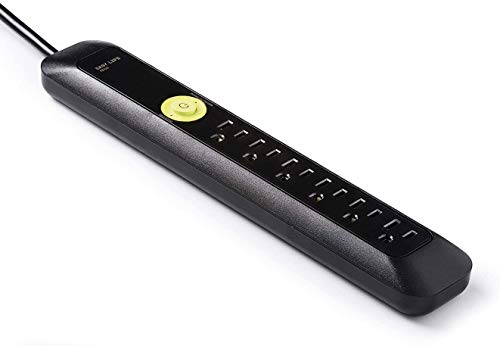 6 Outlet Black Power Strip Surge Protector with 6 ft Heavy Duty Power Cord, 1200 Joules by Easylife Tech