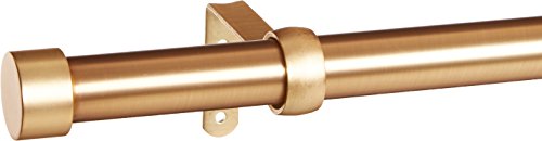 Umbra Cappa Curtain Rod  1-Inch Drapery Rod Extends from 66 to 120 Inches, Includes 2 Matching Finials, Brackets & Hardware, Brass