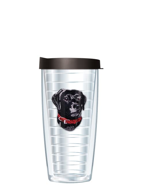 Freeheart Black Lab Puppy Dog Face w/ Black Lid Tumbler Cup 16 Oz | Fantastic Temperature Retention, Thermal Insulated! Dishwasher and Microwave Safe | BPA Free| Great Gift Idea