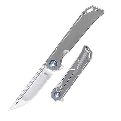 Kizer Begleiter EDC Knife, S35VN Steel Titanium Handle Pocket Knife with 3D Pocket Clip, Ki4458T4