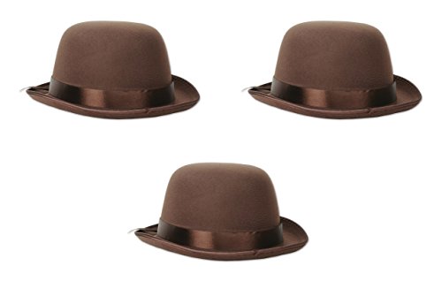 Beistle Bristle S60336Az3 Bowler Hats 3 Piece, Of, Brown