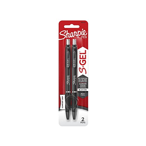 Sharpie S-Gel, Gel Pens, Bold Point (1.0mm), Black Ink Gel Pen, 2 Count