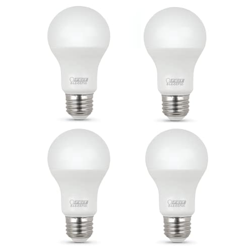 Feit Electric A800/835/10KLED/4 60W Equivalent 8.5 Watt A19 Non-Dimmable LED Light Bulb (4-Piece), 3500K Neutral White, 4.2" H x 2.4" D