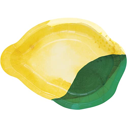 Unique Industries Unique 16476 Plates-23 cm-Citrus Fruit Summer Party-8 Count (Pack of 1), Multicolour, Lemon Shaped Paper Plates