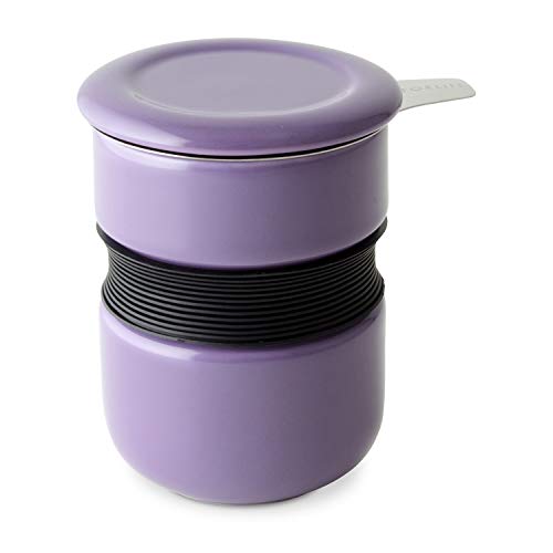 FORLIFE Curve Asian Style Tea Cup with Infuser and Lid, 12-Ounce, Purple