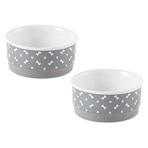 Bone Dry Ceramic Pet Collection, Small Bowl Set, Gray 2 Count