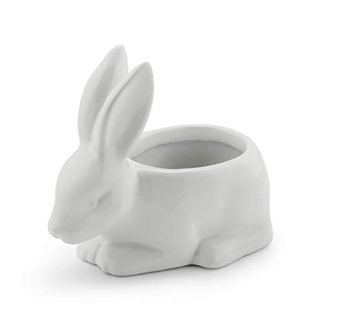 Napco 22138 Rabbit Shaped Ceramic Planter/Cache Pot, White