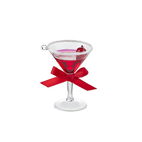 RAZ Imports 4220867 Holiday Martini with Sugared Rim, 3.75-inch Height, Glass and Resin