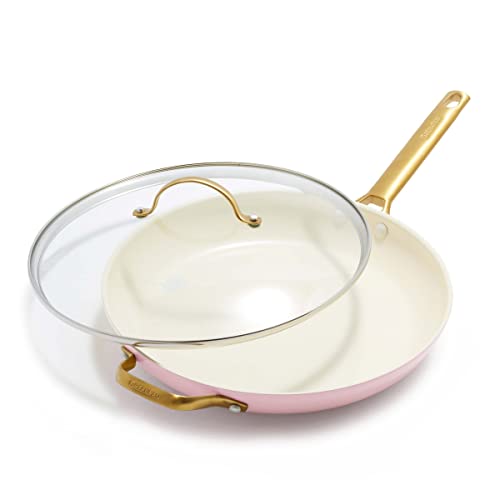 Cookware Company GreenPan Reserve Healthy Ceramic Nonstick Frying Pan/Skillet with Helper Handle and Lid, Blush