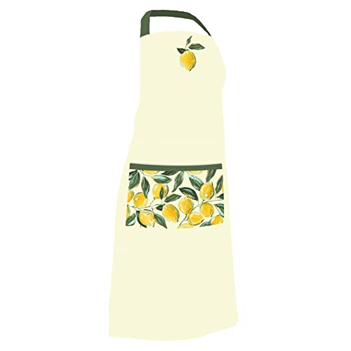 Boston International Cotton Kitchen Apron, One Size Fits Most, Painterly Lemons