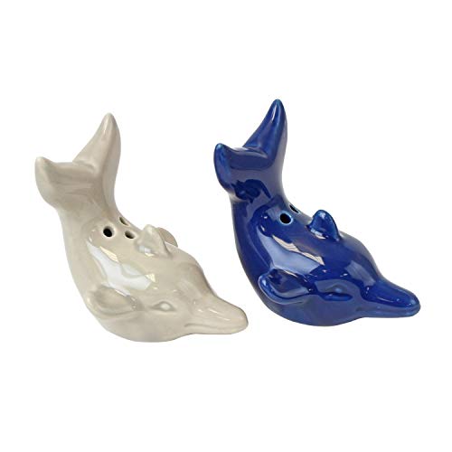 Beachcombers Ceramic Dolphin Salt/Pepper Set of 2, 2.95"