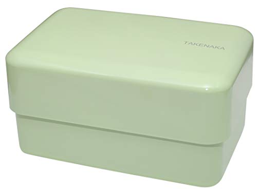 Bento Nibble Box, Eco-Friendly Lunch Box Made in Japan, BPA and Reed Free, 100% Recycle Plastic Bottle Use, Microwave and Dishwasher Safe, Takenaka Bento Box (Pistachio Green *Band: Orange)