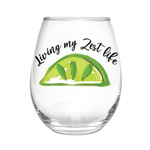 Evergreen 17 OZ Stemless Glass w/Box, Living my Zest Life