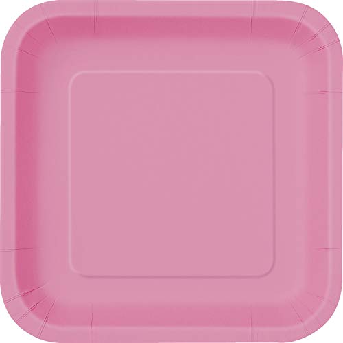 Unique Industries, Square Paper Plates, 14 Pieces - Hot Pink