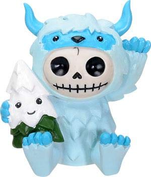 Pacific Trading SUMMIT COLLECTION Furrybones Yeti Signature Skeleton in Abominable Snowman Costume with Snow Covered Tree Friend