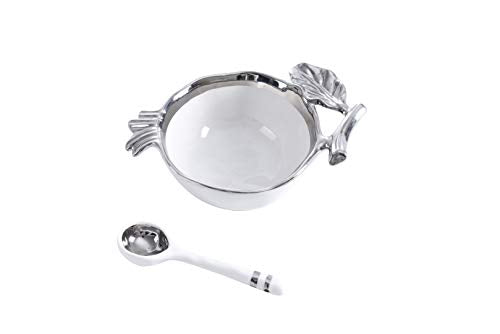 Pampa Bay Get Gifty Bowl and Spoon Set, Silver Pomegranate