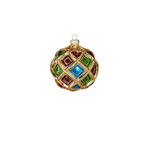 RAZ Imports 4120881 Diamond Point Ball Ornament, 4-inch Height, Glass