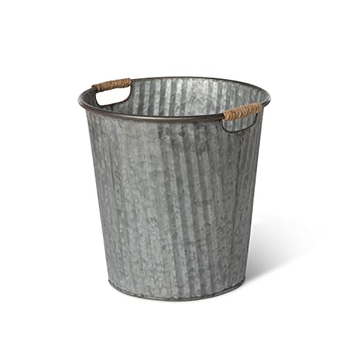 Park Hill Collection Garden Floral Galvanized Flower Bucket, Medium