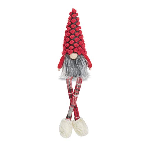 Mud Pie Red Dot Christmas Gnome Dangle Leg, 9" x 4", Felt