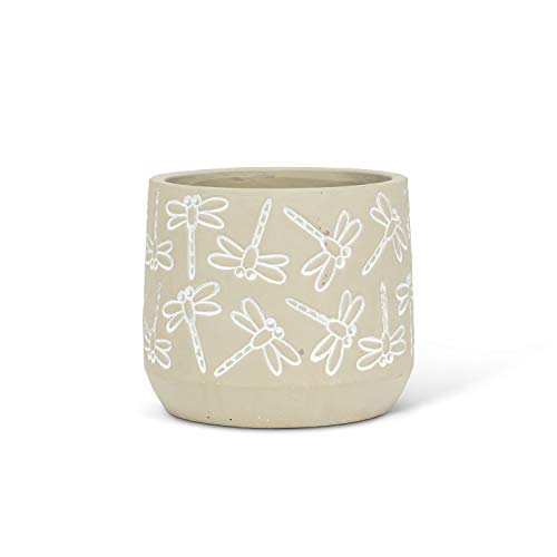 Abbott Collection  27-Intaglio-SM Small Dragonfly Deboss Planter, Grey