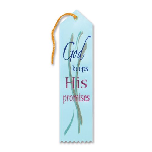 Beistle AR860 God Keeps His Promises Quote Fabric Ribbon Bookmark, Powder Blue, 2" x 8"