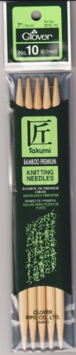 Clover Takumi Bamboo Double Point Knitting Needles 7 5/Pkg-Size 10/6mm