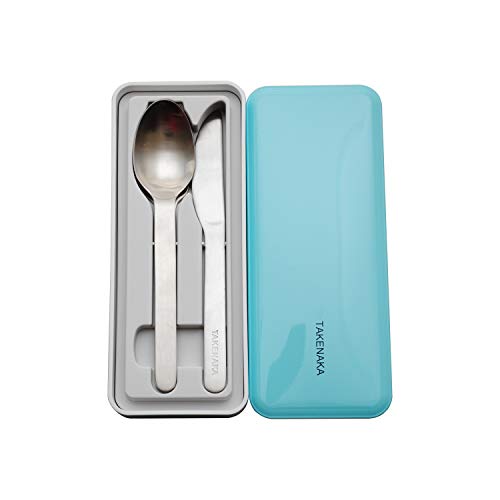 CUTLERY CASE A set of Fork, Knife, and Spoon, Eco-Friendly Lunch Accessory, Made in Japan, Takenaka Bento Box (Blue Ice)