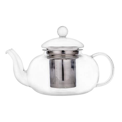 FMC Fuji Merchandise Tea Concept Borosilicate Glass Teapot with Stainless Steel Infuser Strainer 27 fl oz with Glass Lid Suitable for Loose Leaf Tea or Flower Tea (27 Fl Oz)
