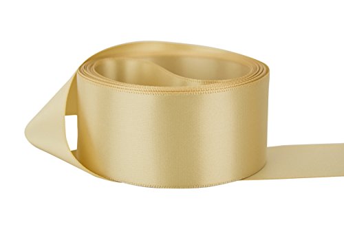 Ribbon Bazaar Double Faced Satin 2-1/4 inch Beige 25 Yards 100% Polyester Ribbon