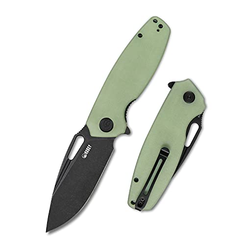 Kubey KU322 8.15" Folding Pocket Knife, Outdoor Survival Knife 3.39" D2 Drop Point Dependable Blade Knife with G10 Handle, Secure Reversible Clip for Camping Hunting Hiking Carry (Jade)
