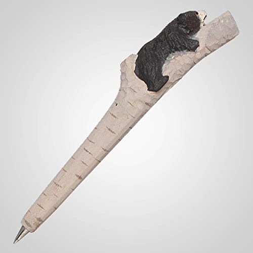 Lipco Carved Wood Bear in Tree Pen, 6.75-inch Length, Black and Brown, Wood, For Everyday Use, Writing Instrument, D√©cor, Display