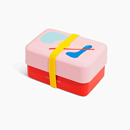 POKETO x TAKENAKA Limited Model, Pool color, Perfect for Lunch Bento Time, Made in Japan (POKETO Nibble Bento Box(Pink x Red))